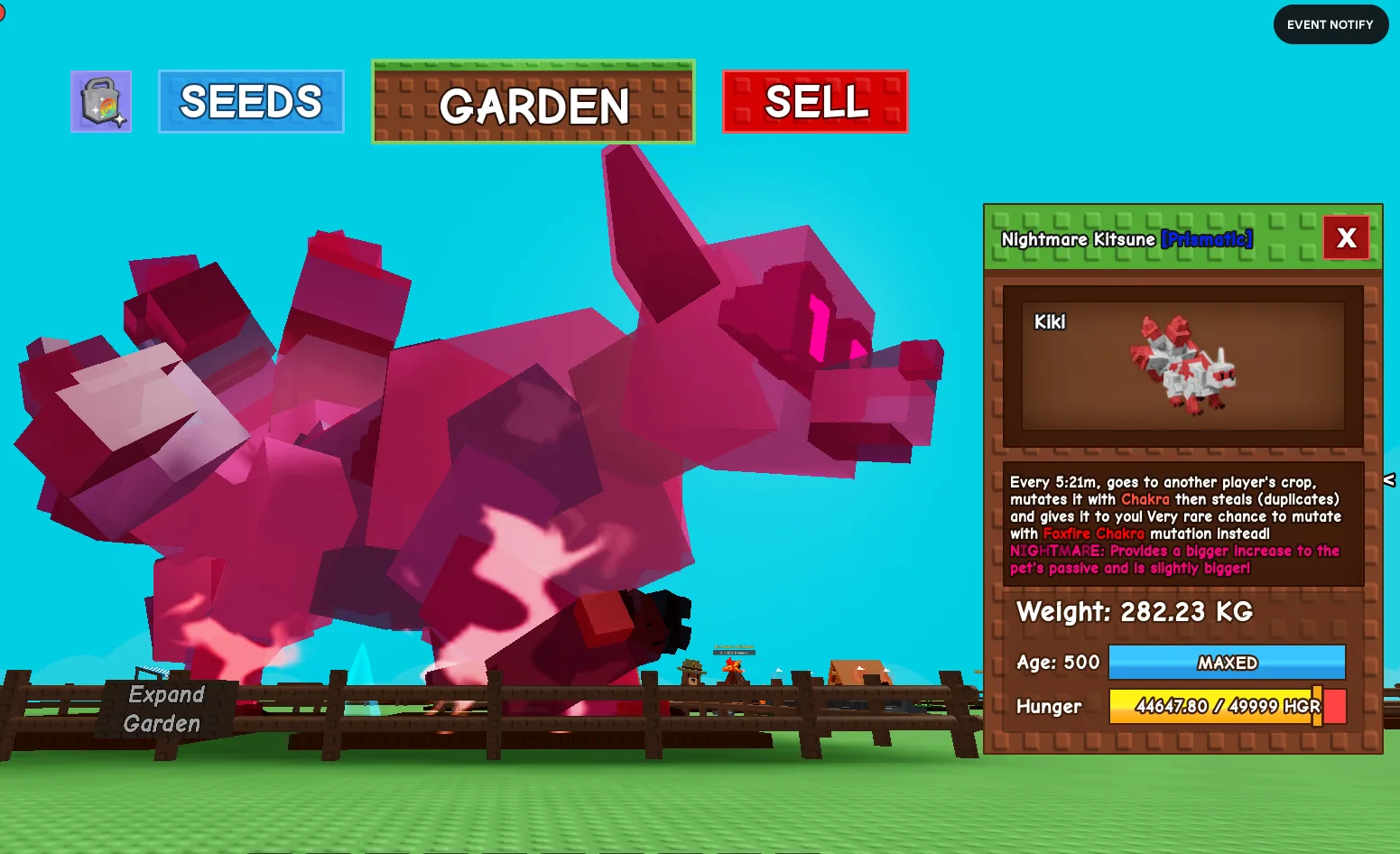 280 KG+ RED KITSUNE NIGHTMARE MUTATION // MAX LEVEL AGE 500