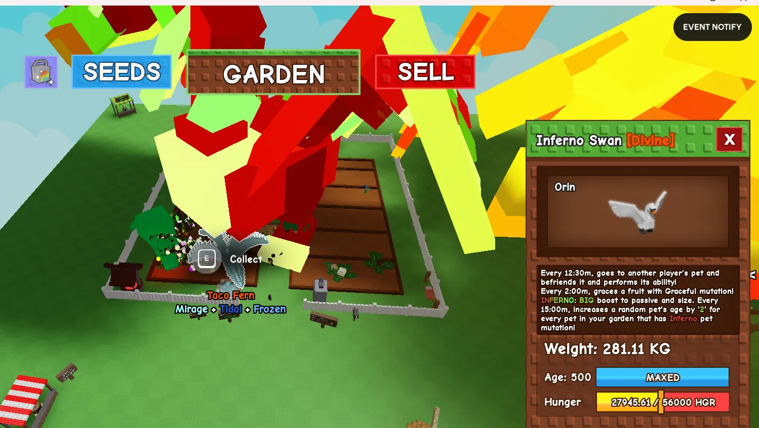 280KG+ Inferno Swan Divine // super handsome // Age 500 Maxed // Copies Pet Ability + Graceful Fruit