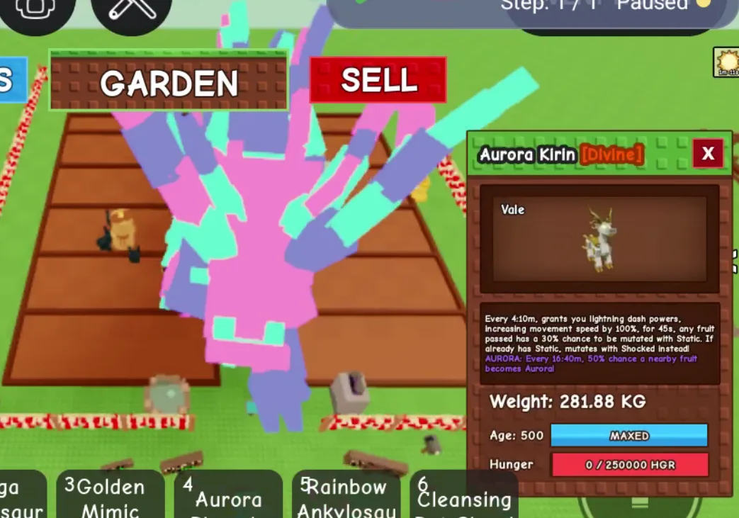 280KG+ Aurora Kirin Divine // super handsome // Age 500 Maxed // Fruit Boost // Heavy Pet//not hydra//i run out of tag others limit