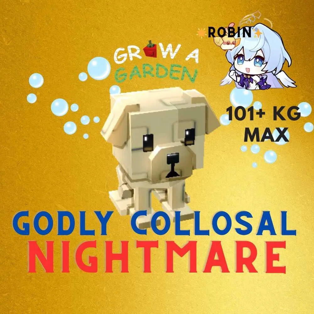 Godly Nightmare Bone Dog - 101+KG Max Age -5s CD - Collosal - Grow a Garden — Account account