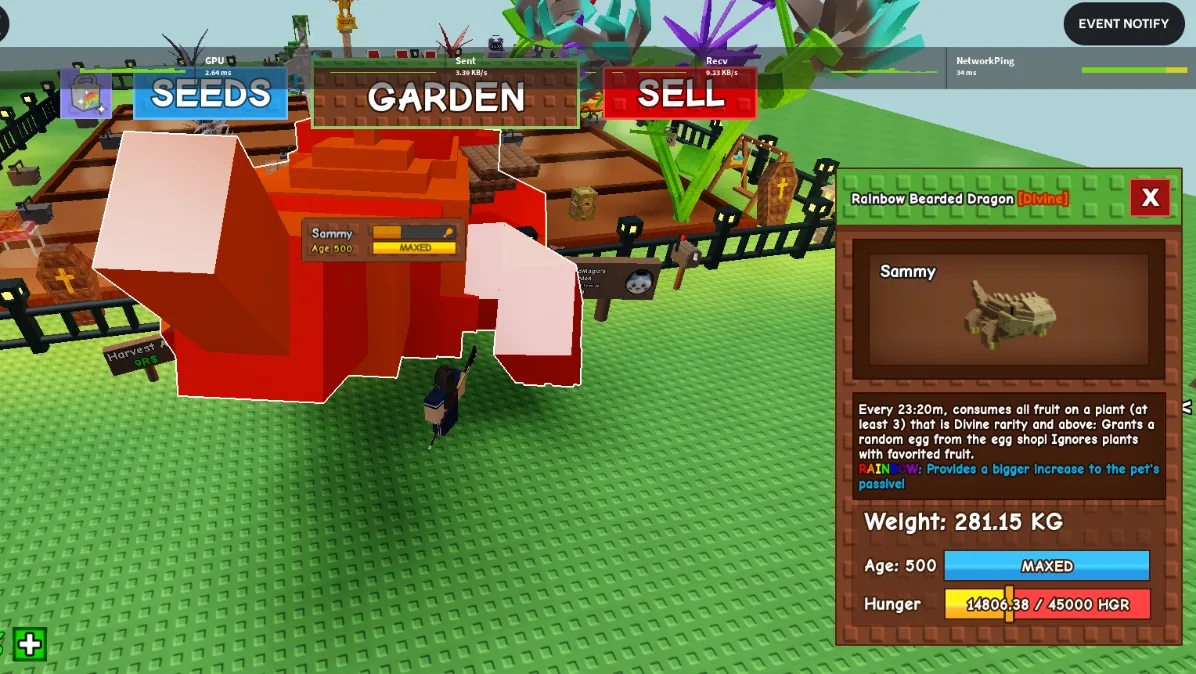 280+KG Rainbow Bearded Dragon Divine // super handsome // Age 500 MAXED // Random Egg Passive