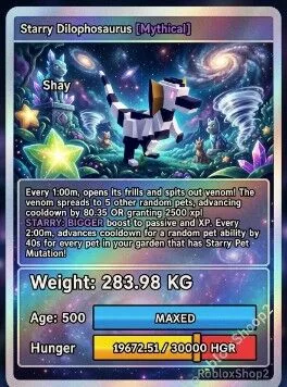 283.98KG OP MUTATION STARRY GIGANTIC DILOPHOSAURUS 5 0 0 AGE l READY TO USE - 1 MIN MAX CD - NO TOY LIMITED STOCK