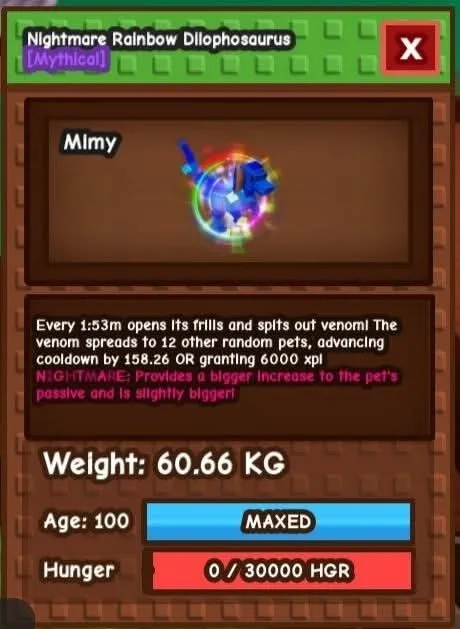 Huge Rainbow Hatched Dilophosaurus Check Description Grow a Garden — Account account