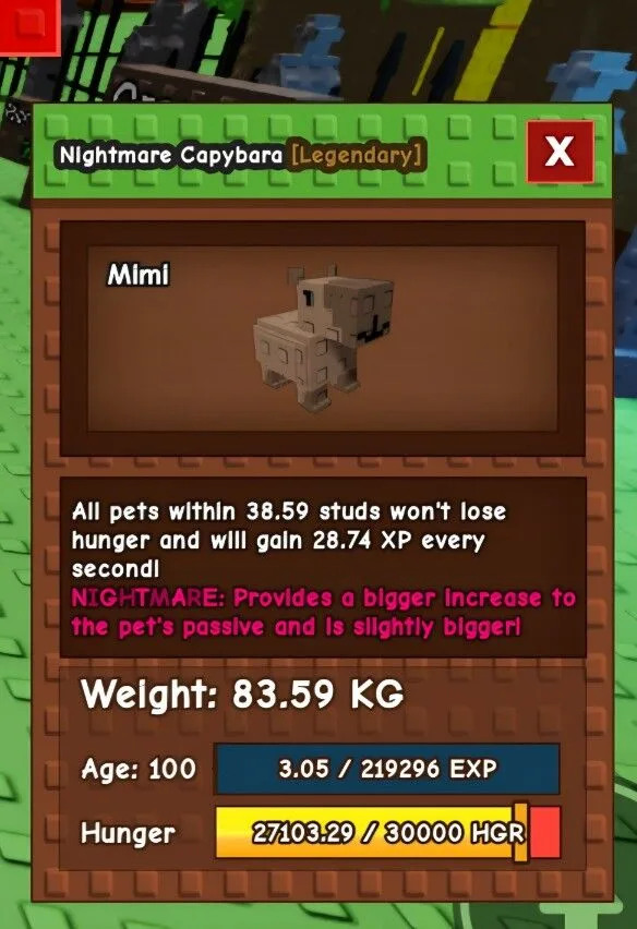 Huge Nightmare Capybara (80KG LEVEL100)