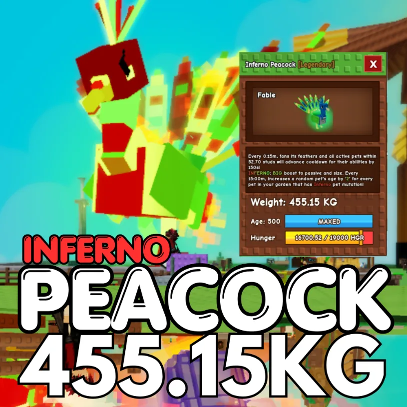 INFERNO Semi Colossal Peacock 455.15KG 15sec CD Age 500 INSTANT DELIVERY