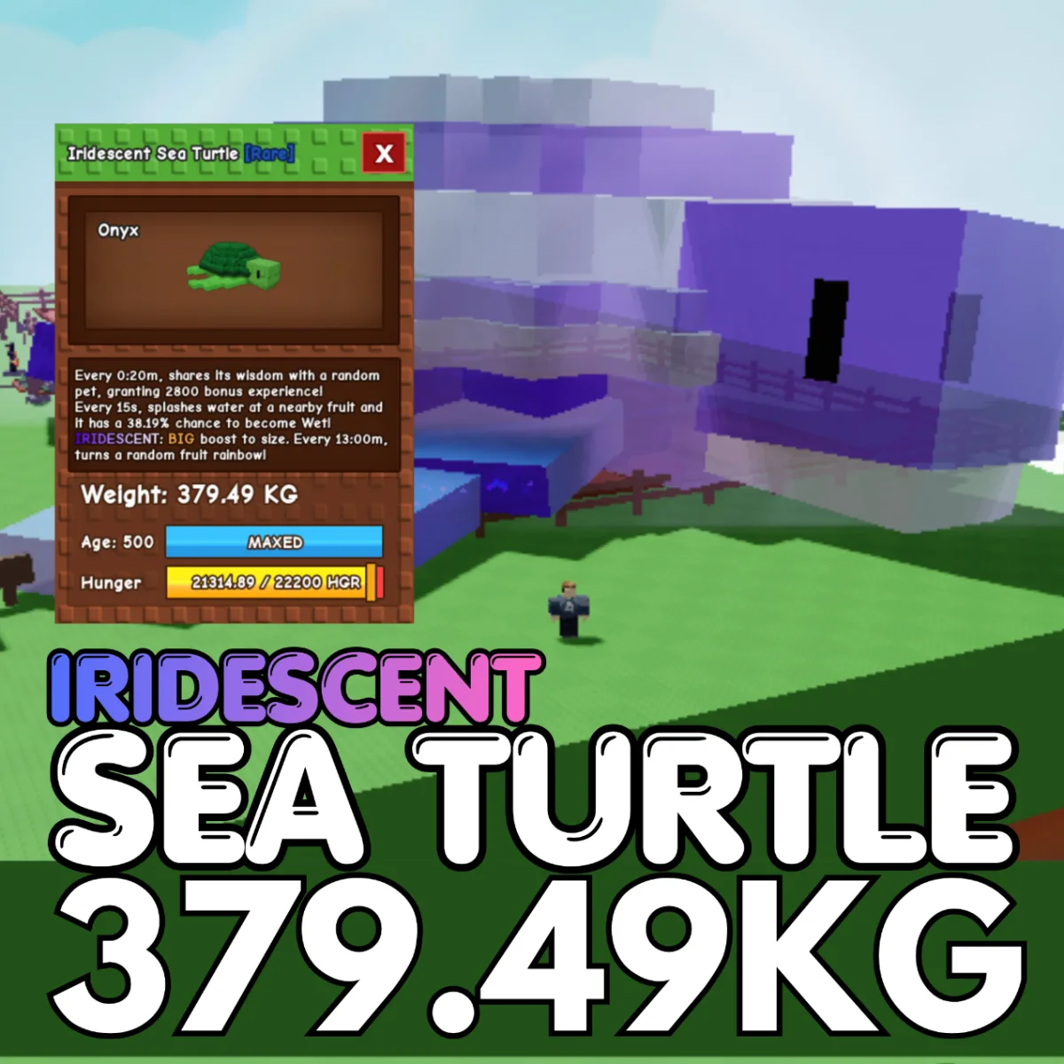 IRIDESCENT Titanic Sea Turtle 379.49KG Age 500 INSTANT DELIVERY