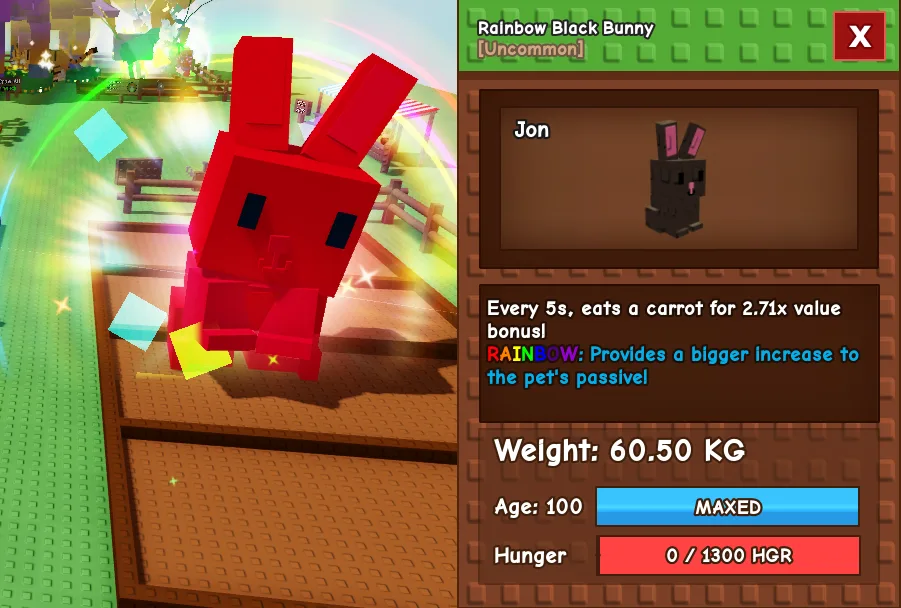 60kg+ Rainbow Black Bunny