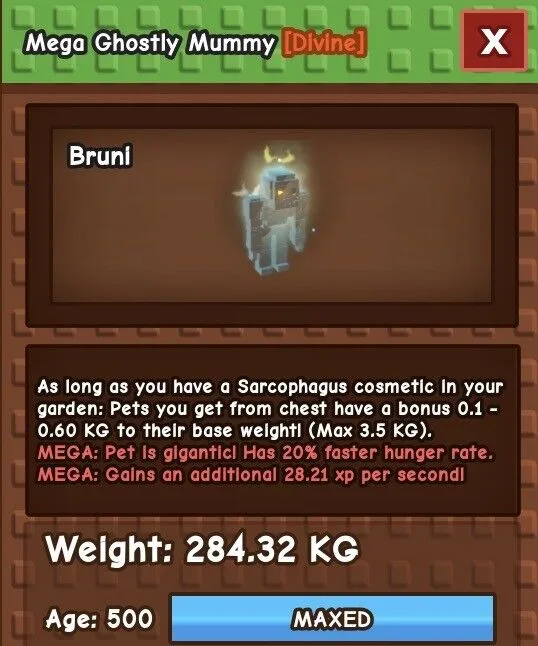 MEGA Ghostly Mummy Rare pet. Hard to find. Grow a Garden (GAG) Digital Pet Fully Boosted Age 500 GUARANTEED FAST DELIVERY