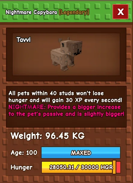 GODLY TITANIC COLOSSAL NIGHTMARE CAPYBARA 96.45 KG Age 100 — Account account