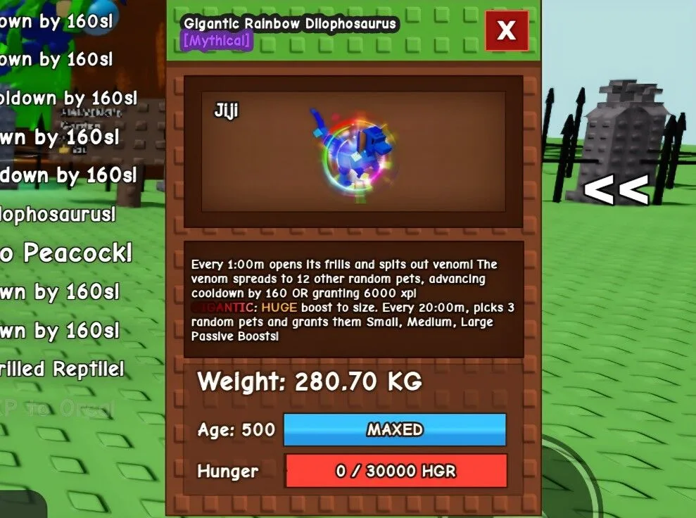 HUGE Gigantic Rainbow Hatch Dilophosaurus (280KG AGE 500) RBH Dilo