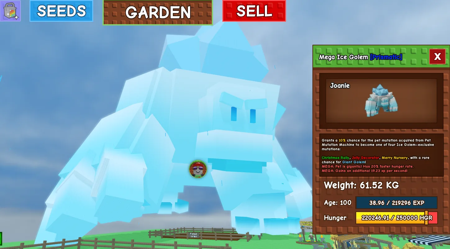 61.52kg Age 100 Mega Ice Golem