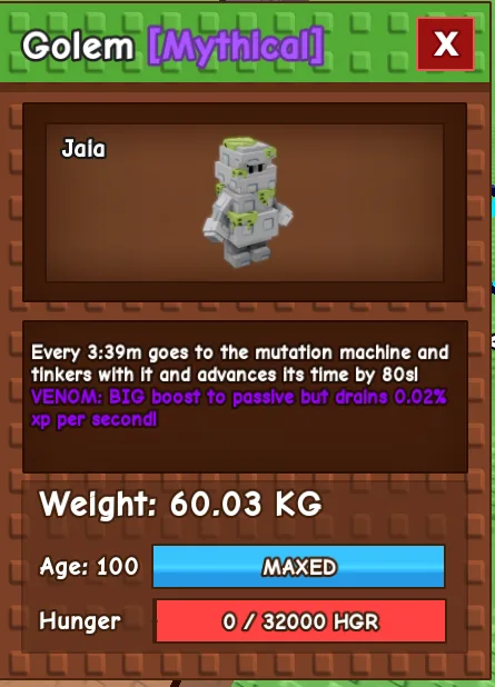 60kg Huge Venom Golem super handsome .. this is not EGGS.. because i ran out of TAG LIMITATION SO I MUST CHOOSE THIS. THANKS