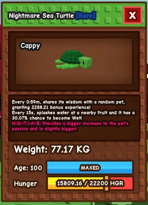 TITAN Nightmare Sea Turtle 75 ++KG AGE: MAXED INSTANT DELIVERY