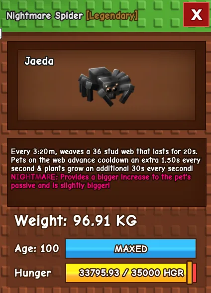 CHEAP 96kg Nightmare Spider! Max out stats. Cheap price + Fast Delivery! (Visual image is available as well) — Account account