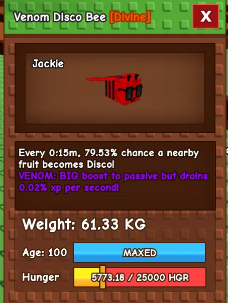 60kg VENOM DISCO BEE 15s skill CD
