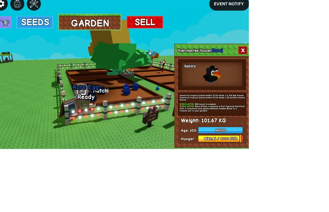 COLOSSAL TITANIC HUGE GIANT EVERCHANTED TOUCAN (EVERCHANTED MUTATION) 101.67KG 100AGE // CLEAN // CHEAP // RUSH // RARE