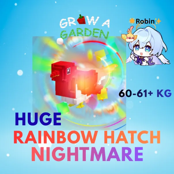 HUGE Nightmare Rainbow Hatch Cuckoo - 60-61+KG - Grow a Garden — Account account