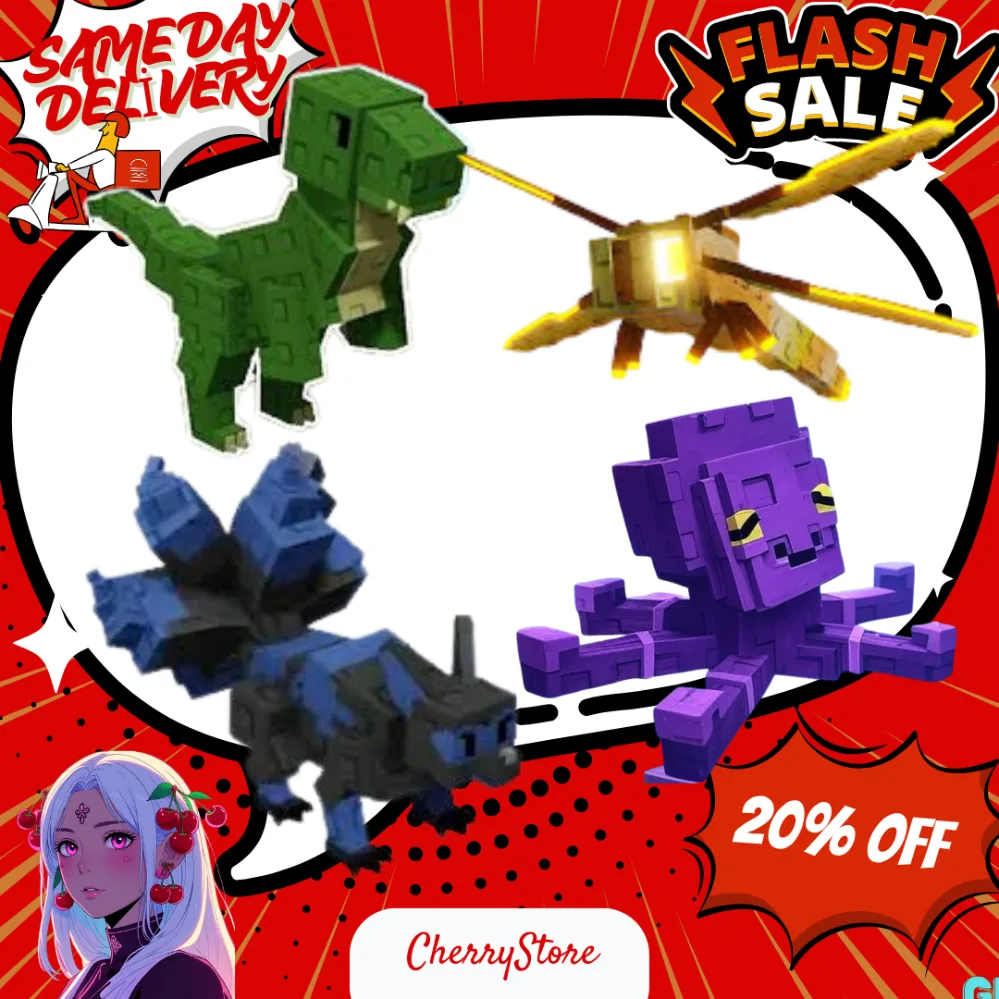 (4PETS) Dragonfly+ Mimic Octupus + Corrupted Kitsune + T-Rex Online Fast Delivery