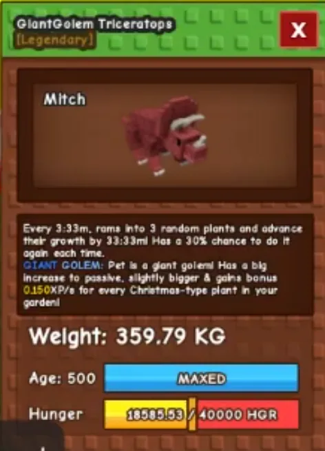350KG+ GaintGolem Triceratops // Super Big and Handsome with Frozen Aura // Dinorsau pet