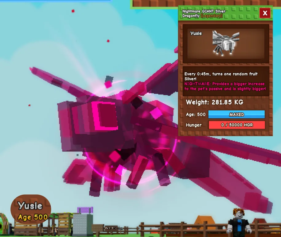 Huge Nightmare GIANT Silver Dragonfly 280Kg+ 45s Skill — Account account