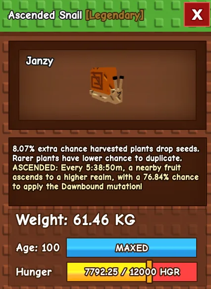 61KG ASCENDED SNAIL — Account account