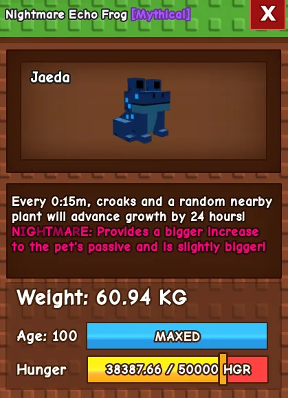 60KG - 61KG ECHO FROG NIGHTMARE / EVERCHANTED / VENOM! — Account account