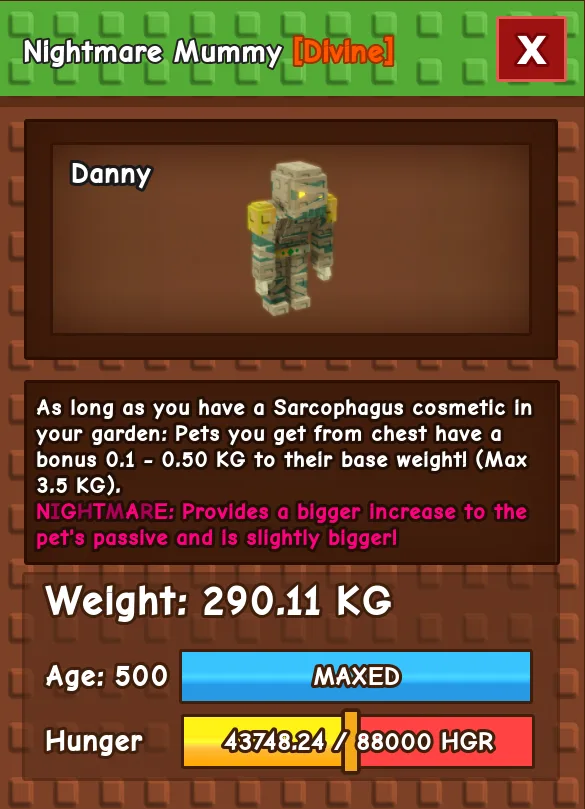HUGE MUMMY NM / VENOM / EVER 280KG+ AGE 500