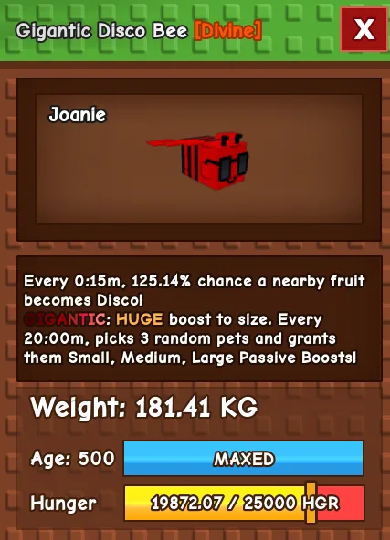 CHEAP 181kg Gigantic Disco Bee! Gives Disco mutation + fast Delivery