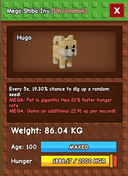 GODLY TITANIC COLOSSAL MEGA SHIBA INU 86.04 KG Age 100 MAX — Account account