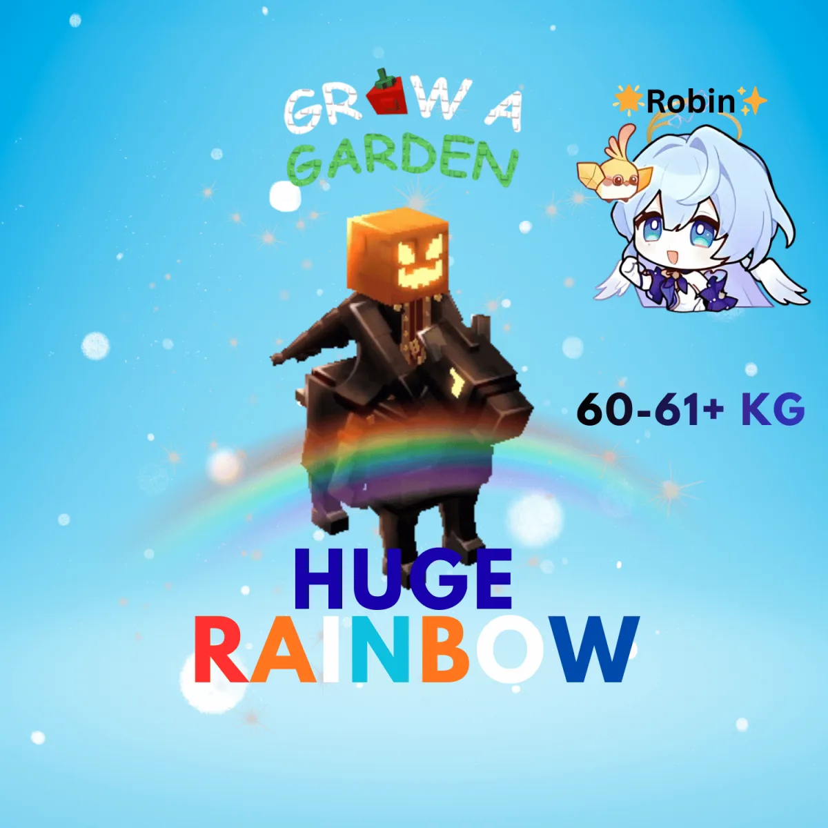HUGE Rainbow Headless Horseman - 60-61+KG - Grow a Garden