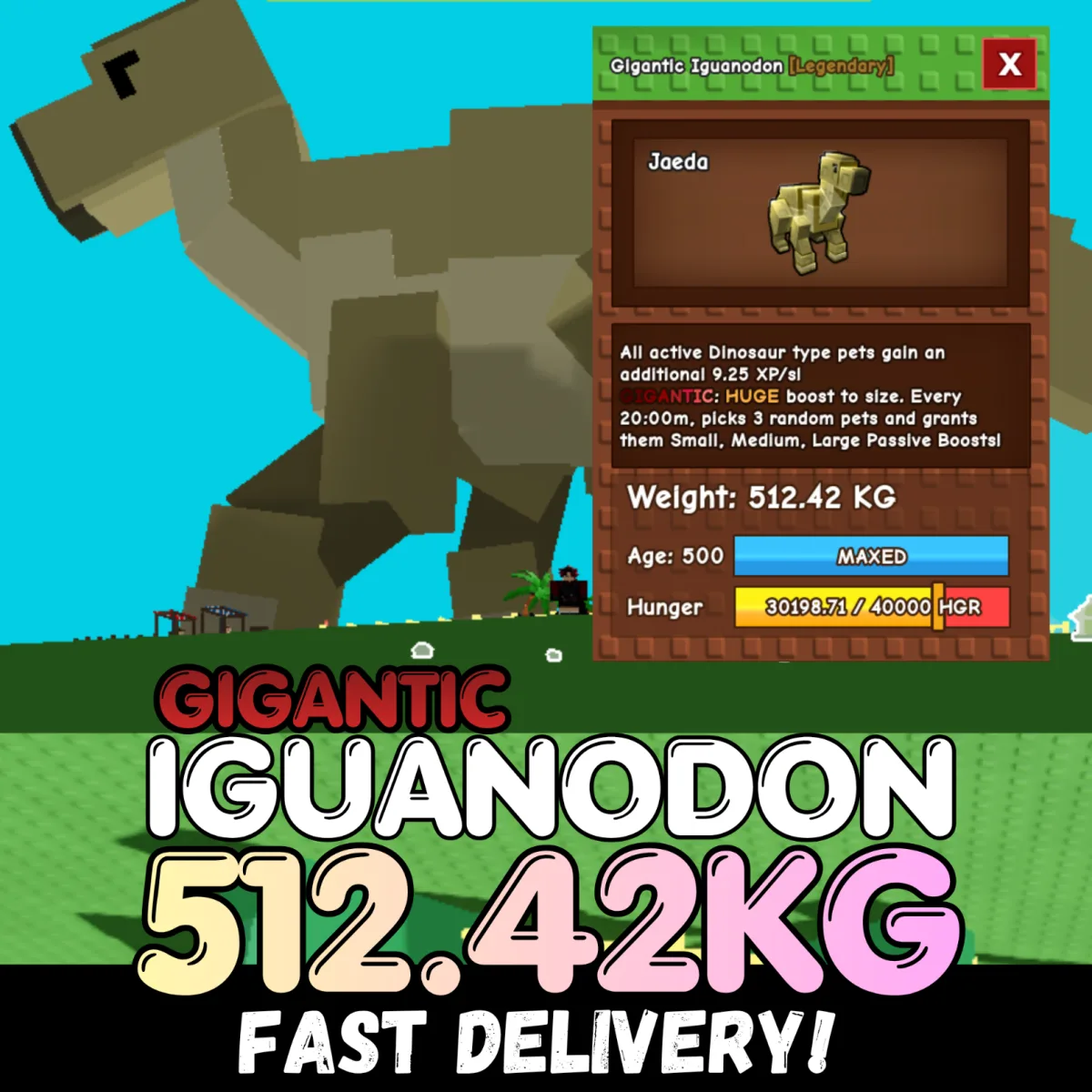 GIGANTIC Colossal Iguanodon 512.42KG Age 500 INSTANT DELIVERY