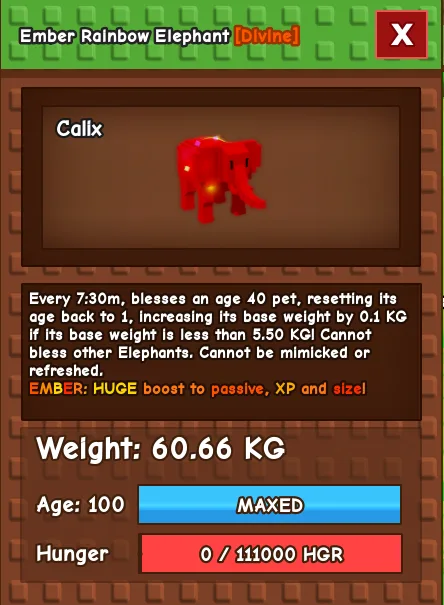 60.66kg Ember Rainbow Elephant super handsome and cute
