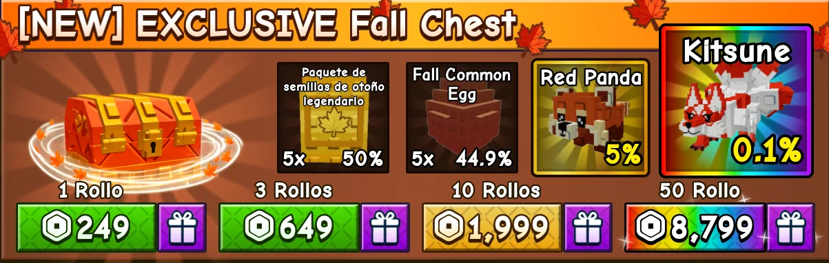 10 Exclusive Fall Chests (1999 R ) - FAST AND CHEAP!