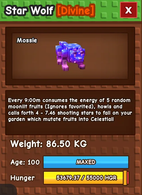 TITANIC STAR WOLF 86.50KG AGE 100