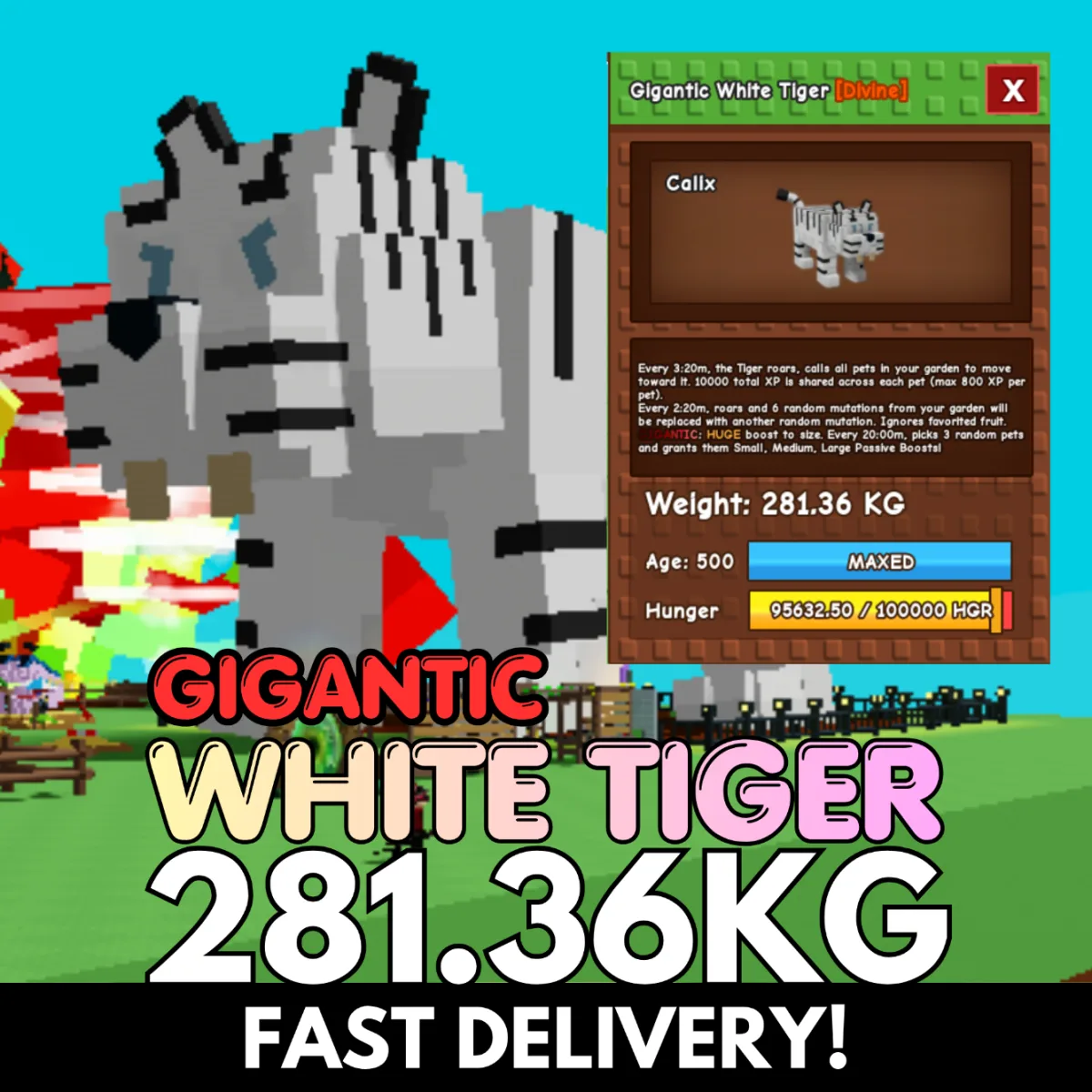 GIGANTIC WHITE TIGER 281.36KG DLC Huge Age 500 INSTANT DELIVERY