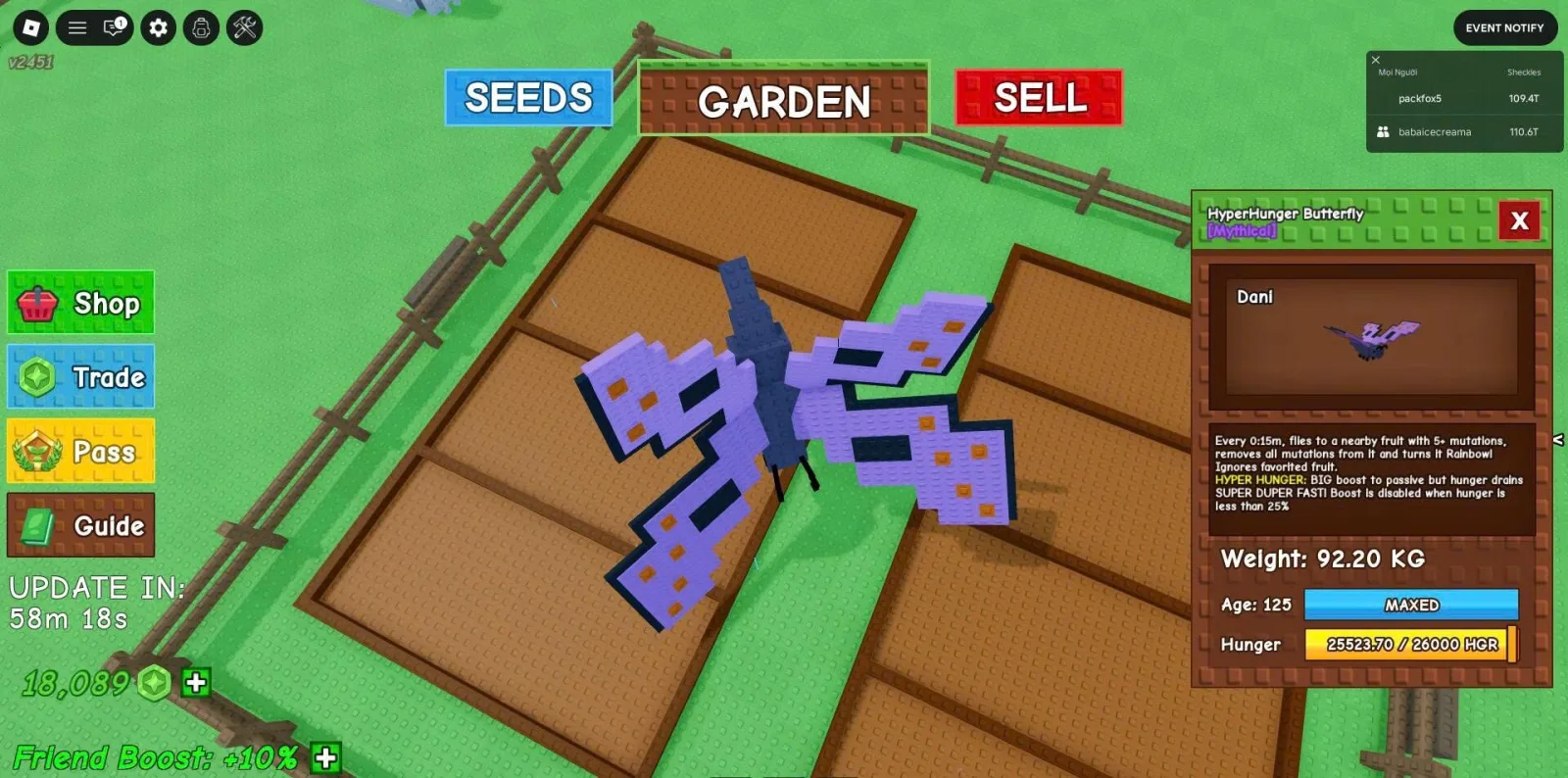 Pets - Mythical - HyperHunger Butterfly Godly No Toy 0:15m 92.20KG / Age 125