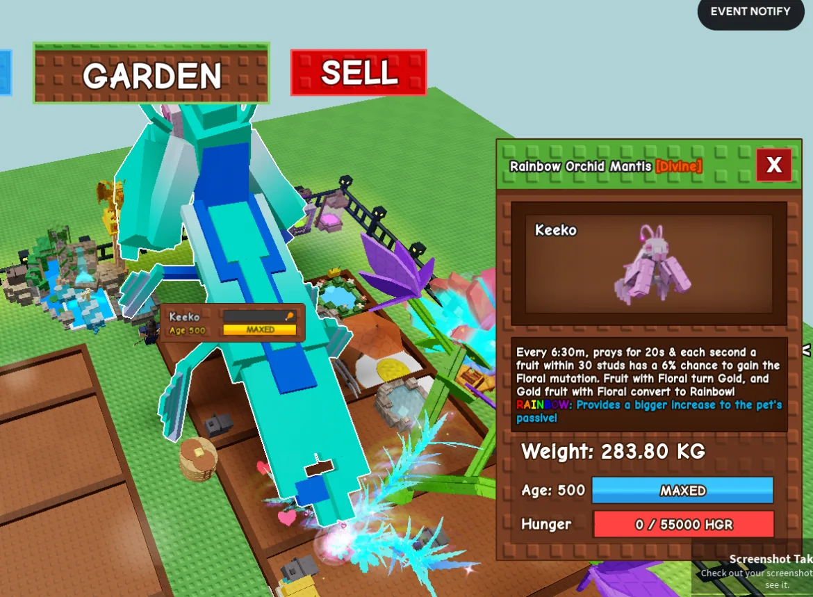 280KG+ Rainbow Orchid Mantis Divine // super handsome // Age 500 MAXED // Floral Mutation Machine/not butterfly//i run out of tag others limitation