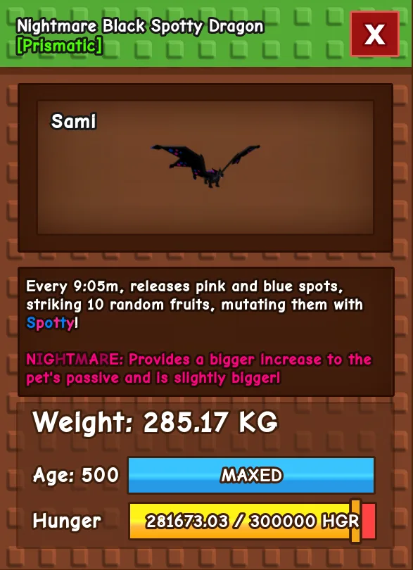HUGE BLACK SPOTTY DRAGON NM / VENOM / EVER 280KG+ AGE 500