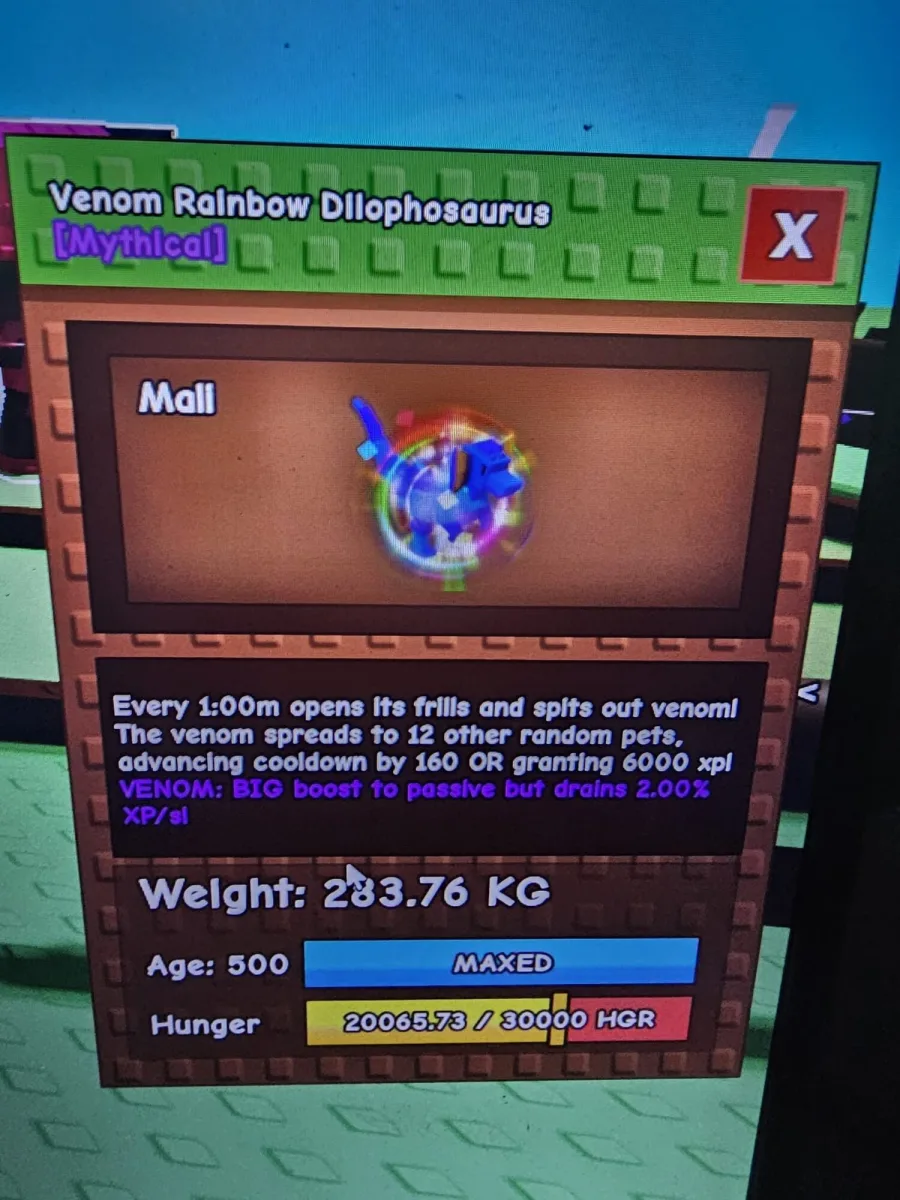 rainbow hatched dilophosaurus, rbh dilo 283kg venum age500