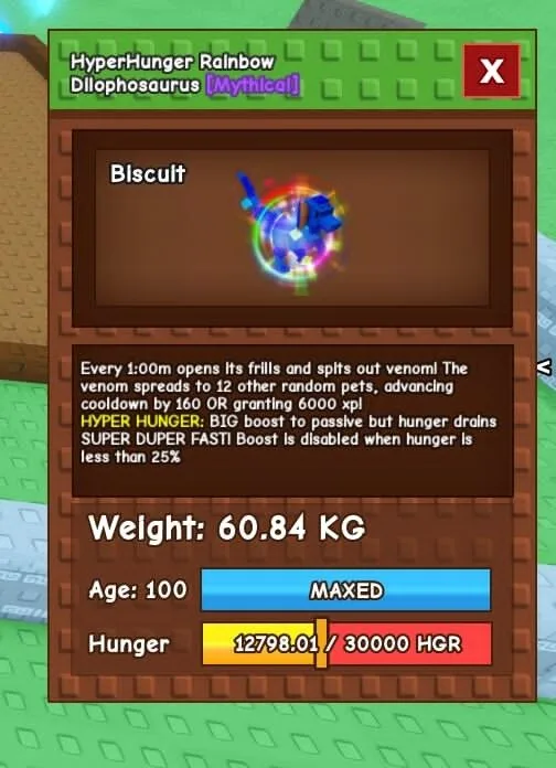 Huge Rainbow Hatch Dilophosaurus RBH DILO 60-61KG+ 60KG+,100 CLEAN NOT DUPED GUARANTEED — Account account