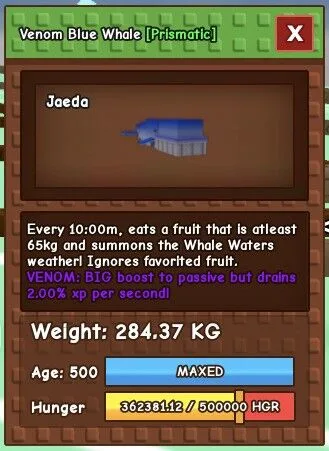 AGE 500 Venom BLUE WHALE 280+ kg Instant Delivery