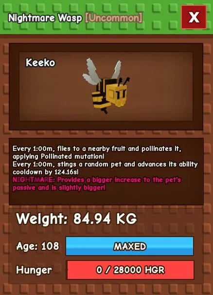 HUGE NIGHTMARE WASP 84.94KG INSTANT DELIVERY GAG HUGE WASP — Account account