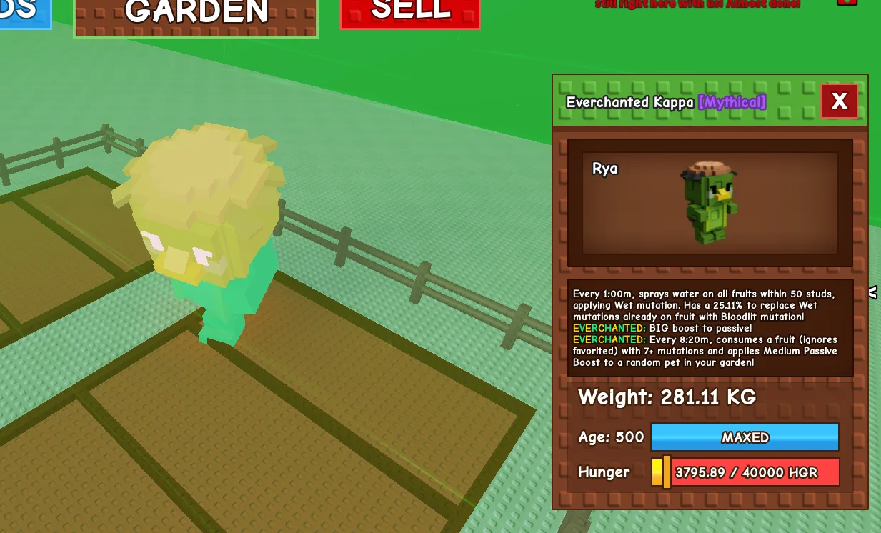 280KG+ Everchanted Kappa Mythical // super handsome // Age 500 Maxed // Wet & Bloodlit Fruit Boost//not cockatrice//i run out of tag others limitati