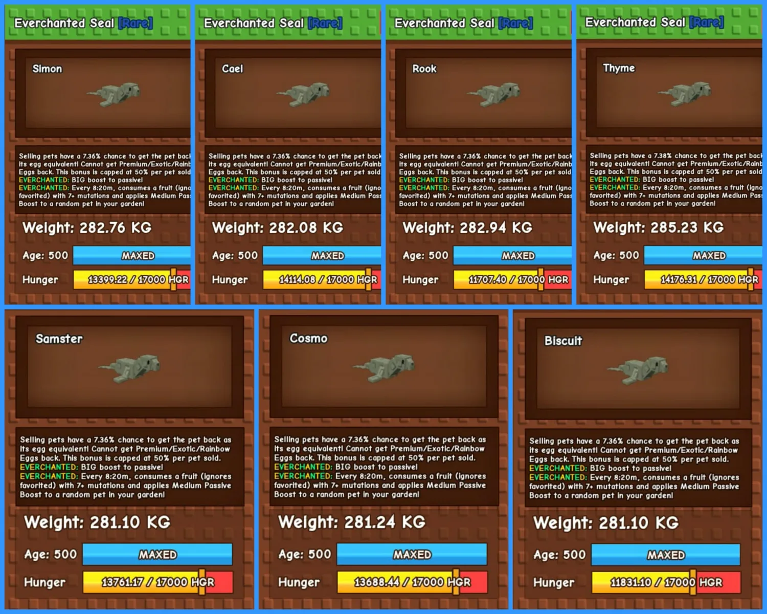 7 Everchanted Seal - All 500 age 50 Passive (51.54 ) No toys needed!