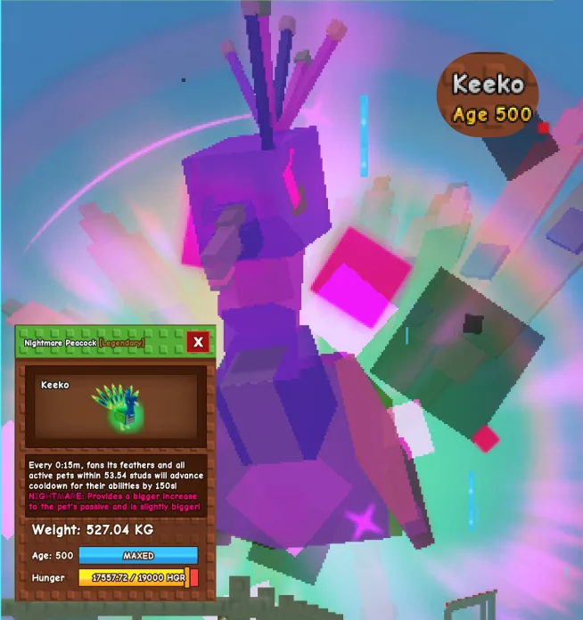 Huge Nightmare Peacock 500Kg+ 15s Skill — Account account