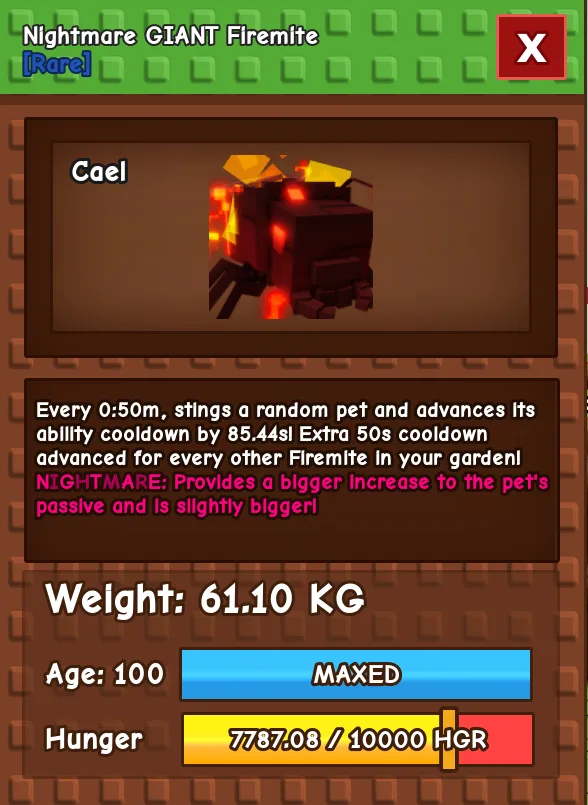 HUGE Nightmare GIANT Firemite 61.10KG Age 100 l Cheapest l Grow A Garden l Check Description — Account account