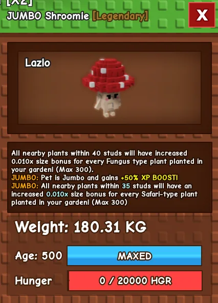 CHEAP 180.31kg Jumbo Shroomie! Better Passive up to 40 studs - Fast Delivery