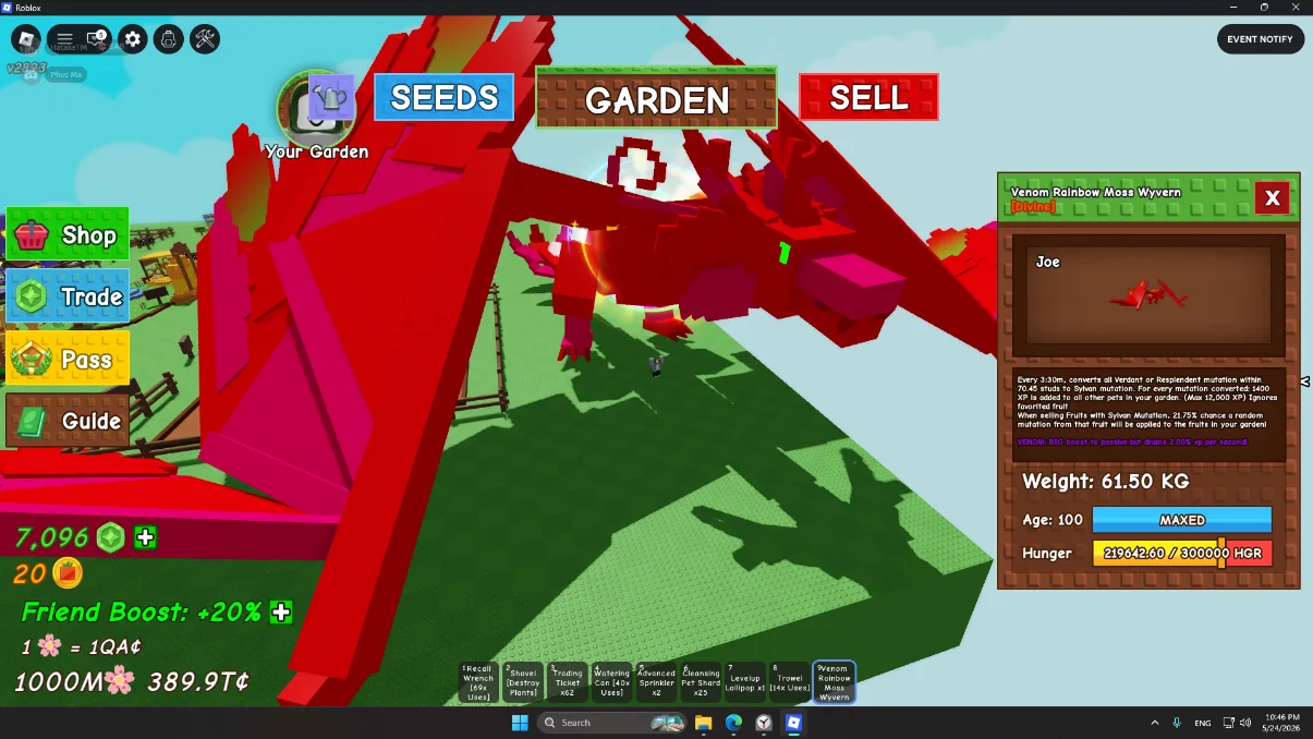 60kg+ Age 100 Venom Rainbow Moss Wyvern RBH