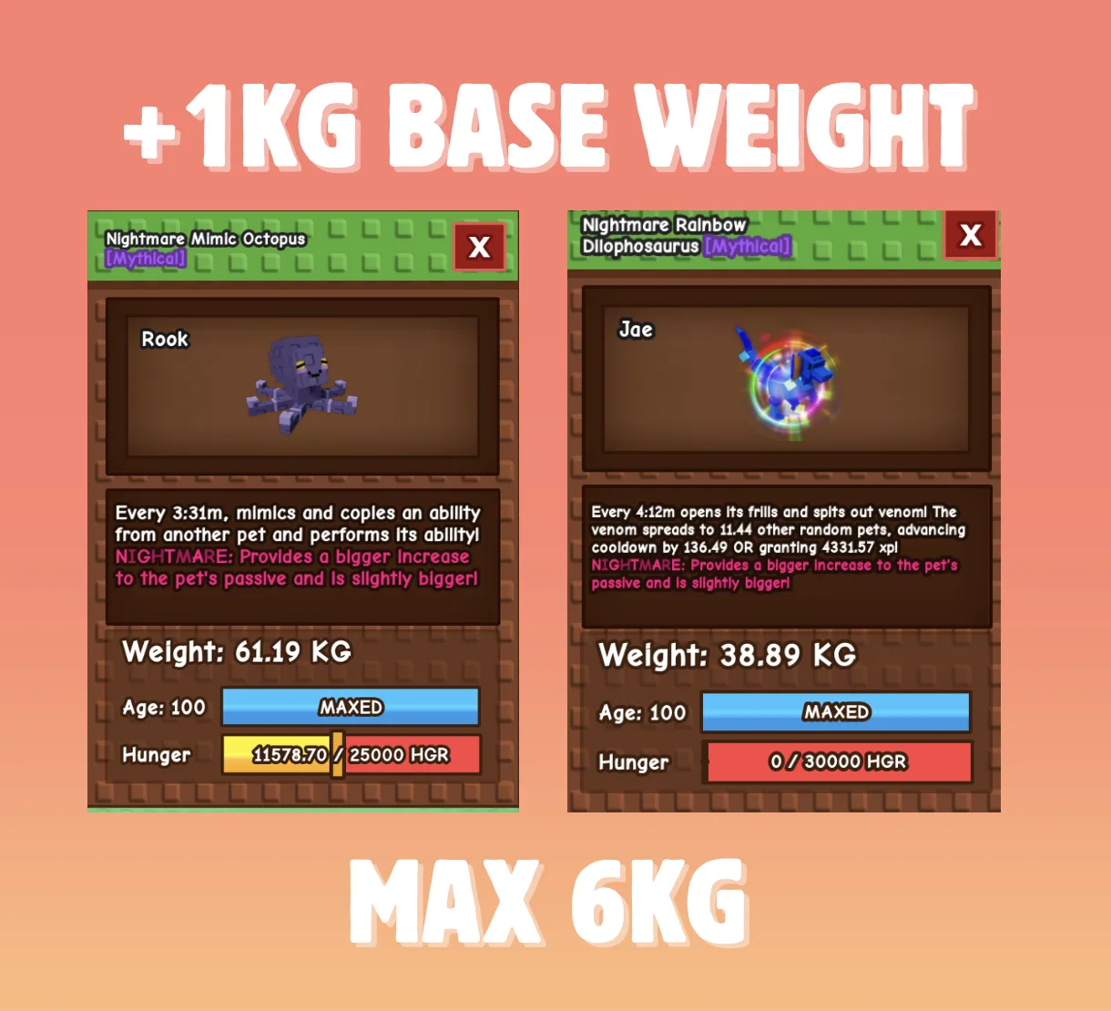 Cheapest! +1KG Base Weight Upgrade Service (maximum up to 60-61KG) Process 40-45 Mins Make Your Pets Huge! — Account account