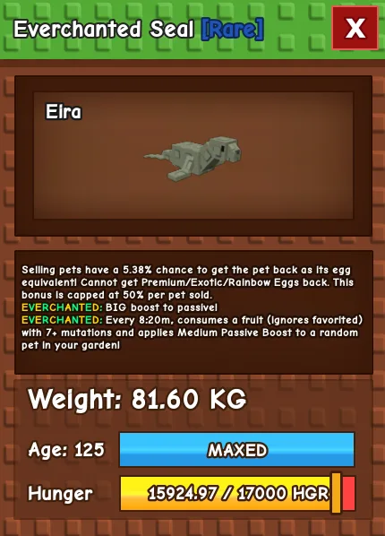 81KG (5.38 ) FULLY AB EVERCHANTED SEAL — Account account